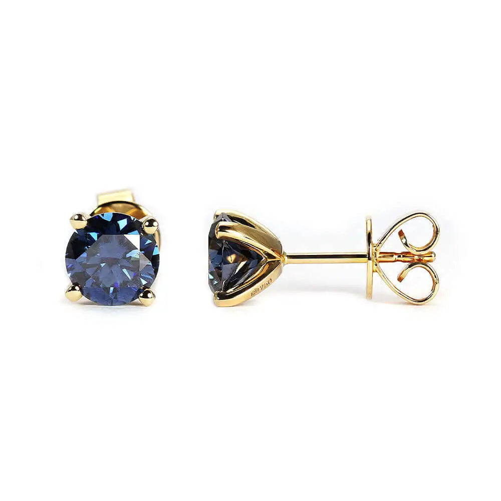 Delilah Blue Grey Moissanite Stud Earrings with Lab Grown Diamonds Jackets - LeCaine Gems