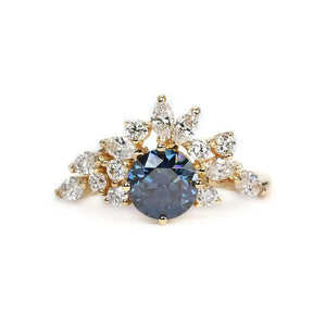 Delilah Blue Moissanite & Lab Grown Diamonds Si Dian Jin in 18K Gold - LeCaine Gems