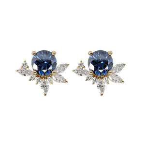 Delilah Blue Moissanite & Lab Grown Diamonds Si Dian Jin in 18K Gold - LeCaine Gems