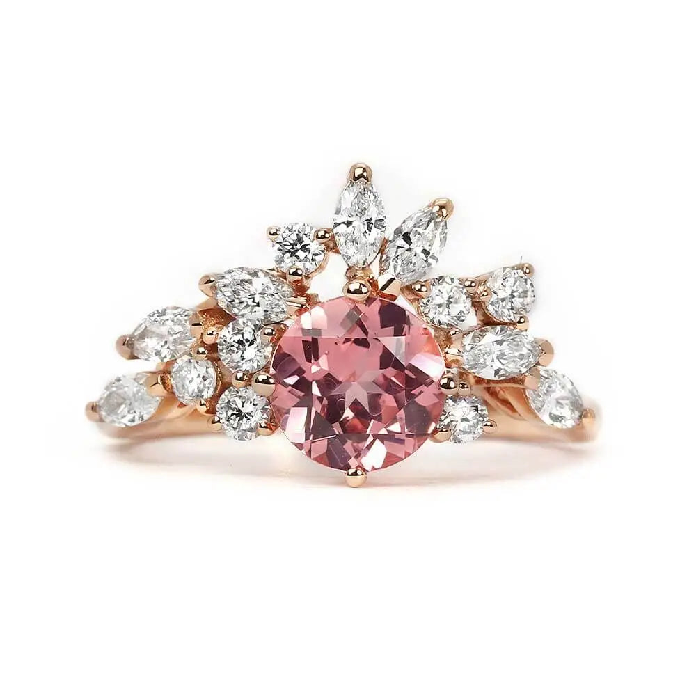 Delilah Lab Grown Pink Sapphire and Lab Grown Diamonds Si Dian Jin in 18K Gold - LeCaine Gems