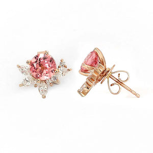 Delilah Pink Lab Grown Sapphire Stud Earrings with Lab Grown Diamonds Jackets - LeCaine Gems