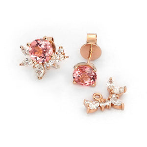 Delilah Pink Lab Grown Sapphire Stud Earrings with Lab Grown Diamonds Jackets - LeCaine Gems