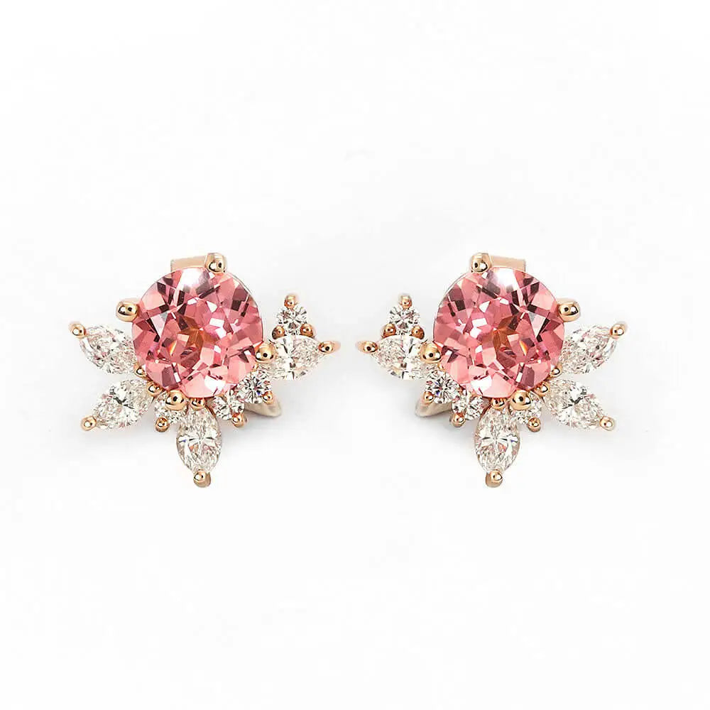 Delilah Pink Lab Grown Sapphire Stud Earrings with Lab Grown Diamonds Jackets - LeCaine Gems