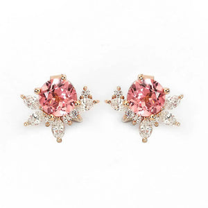 Delilah Pink Lab Grown Sapphire Stud Earrings with Lab Grown Diamonds Jackets - LeCaine Gems