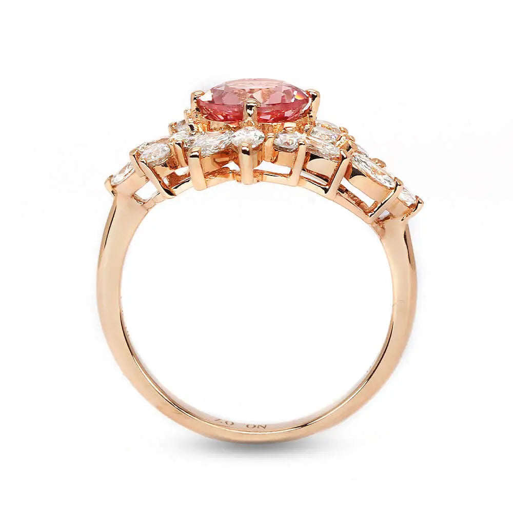 Delilah Pink Lab Grown Sapphire with Lab Grown Diamonds Ring in 18K gold - LeCaine Gems