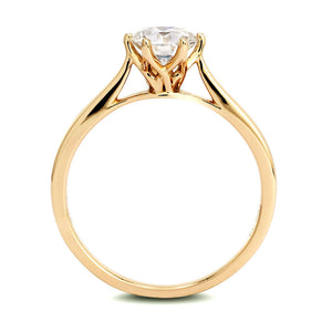 Devera Round Moissanite with Lattice Setting Solitaire Ring in 18K Gold - LeCaine Gems