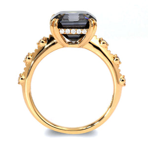 Diana Asscher Cut Blue Grey Moissanite Ring in 18K gold - LeCaine Gems