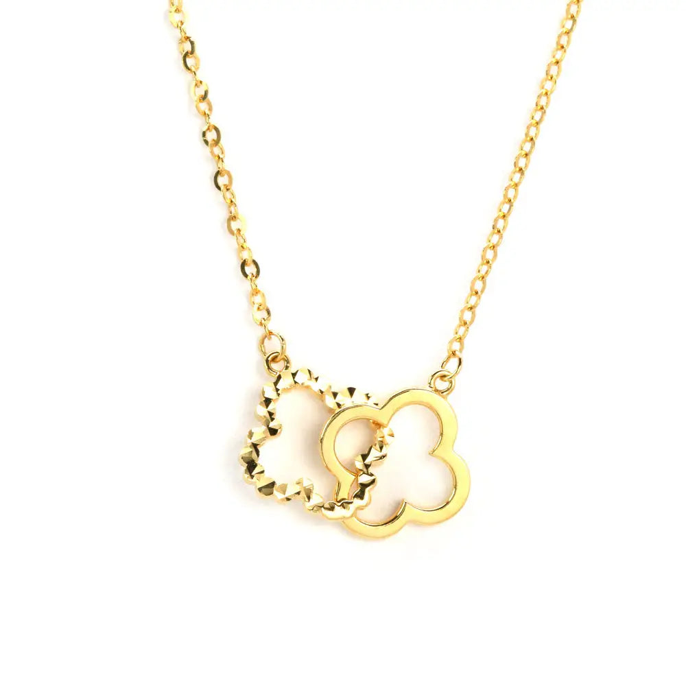 Double Clover Necklace in 18K Gold - LeCaine Gems