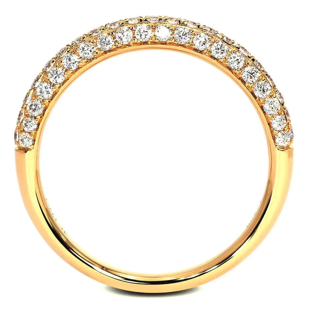 Edwina Round Moissanite Micro Pave Band and Dual Finished Wedding Rings in 18K gold - LeCaine Gems