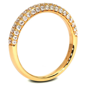 Edwina Round Moissanite Micro Pave Band and Dual Finished Wedding Rings in 18K gold - LeCaine Gems