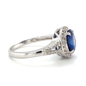 Eiko Round Natural Blue Sapphire with Diamonds in 18K Gold - LeCaine Gems