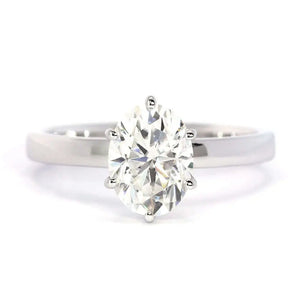 Eire Oval Moissanite in 6 Prong Setting Solitaire Ring in 18K Gold - LeCaine Gems