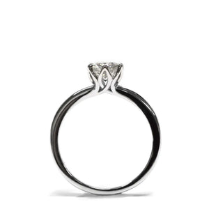 Eleanor Round Moissanite Solitaire with Flower Petal Setting Ring in 18K gold - LeCaine Gems