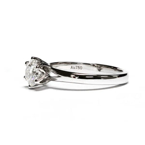 Eleanor Round Moissanite Solitaire with Flower Petal Setting Ring in 18K gold - LeCaine Gems