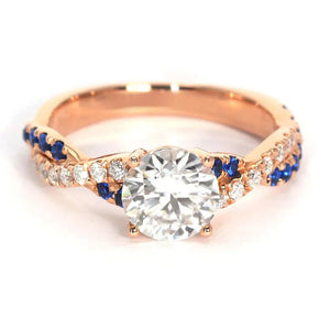 Eliot Moissanite & Lab Grown Sapphire Matching Wedding Rings in 18K Gold