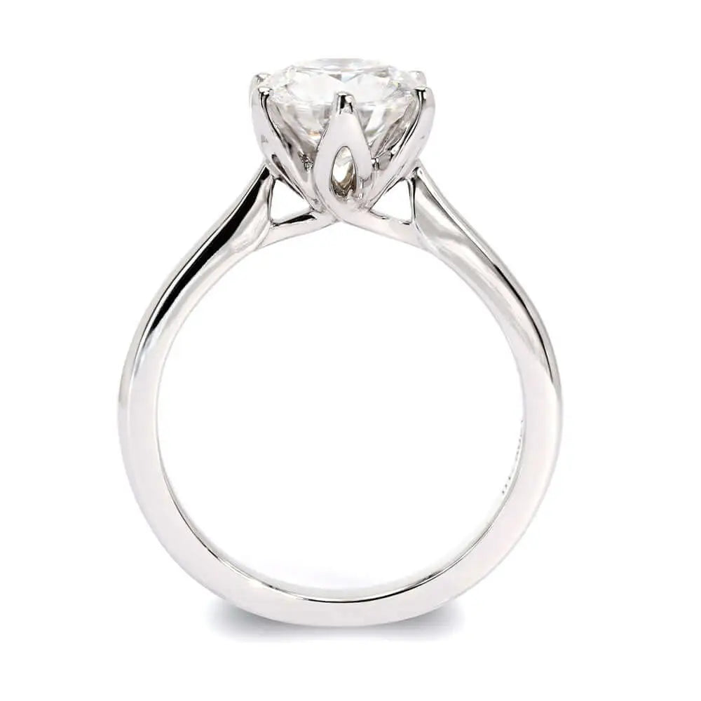 Ellen Round Moissanite Flower Petal Setting Ring in 18K gold - LeCaine Gems