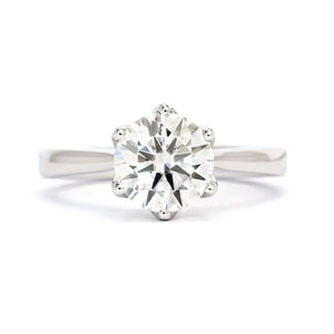 Ellen Round Moissanite Flower Petal Setting Ring in 18K gold - LeCaine Gems