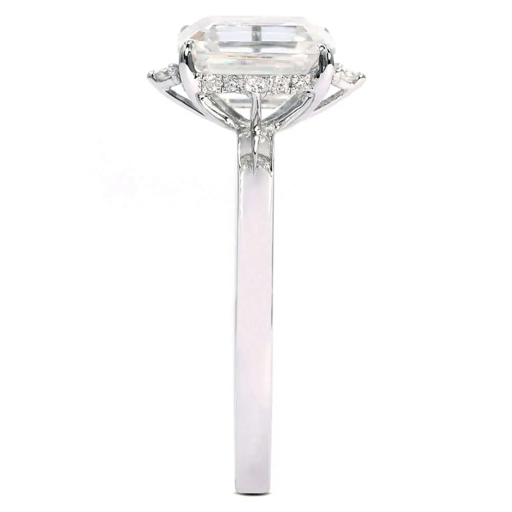 Ellis Emerald Cut Moissanite Ring in 18K gold - LeCaine Gems