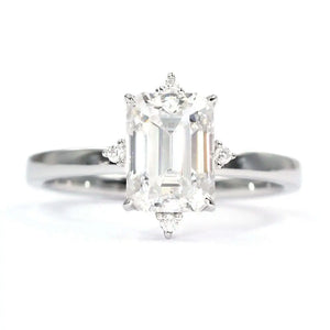 Ellis Emerald Cut Moissanite Ring in 18K gold - LeCaine Gems