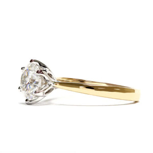 Elora Round Moissanite Petal Setting Solitaire Duo Tone Ring in 18K gold - LeCaine Gems
