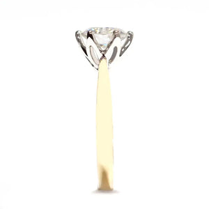 Elora Round Moissanite Petal Setting Solitaire Duo Tone Ring in 18K gold - LeCaine Gems