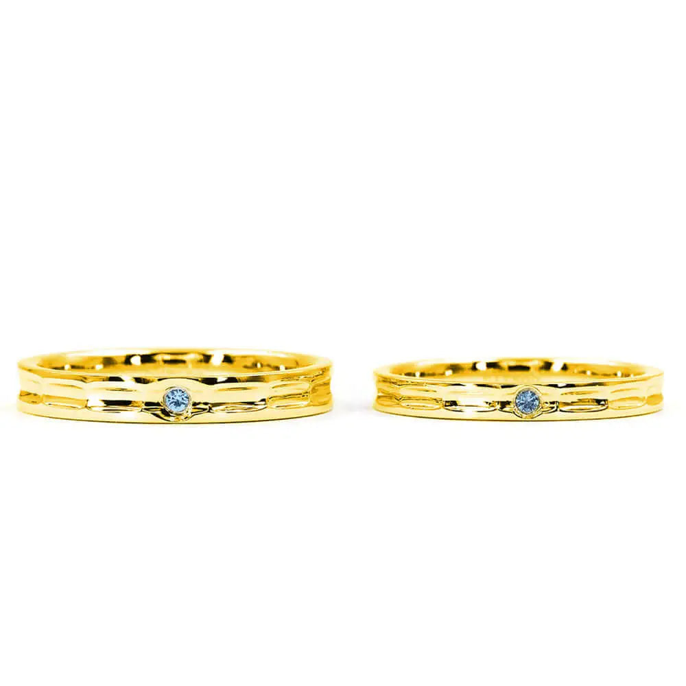 Elthea Blue Sapphire Wedding Rings in 18K gold - LeCaine Gems