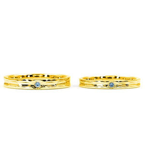 Elthea Blue Sapphire Wedding Rings in 18K gold - LeCaine Gems
