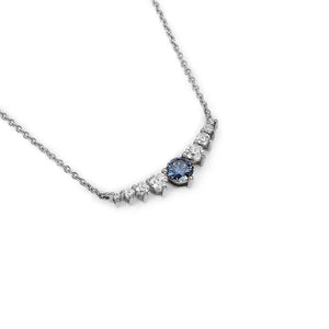 Emery Blue Kylie Necklace with Moissanite and Lab Grown Diamonds in 18K Gold - LeCaine Gems