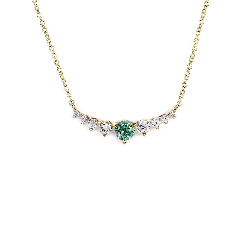 Emery Green Kylie Necklace with Moissanite and Lab Grown Diamonds in 18K Gold - LeCaine Gems