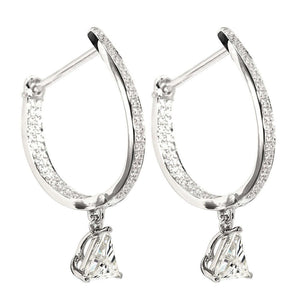 Enid Trilliant Moissanite with Pave Hoop Earrings in 18K Gold - LeCaine Gems