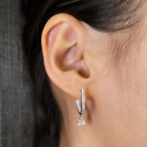 Enid Trilliant Moissanite with Pave Hoop Earrings in 18K Gold - LeCaine Gems