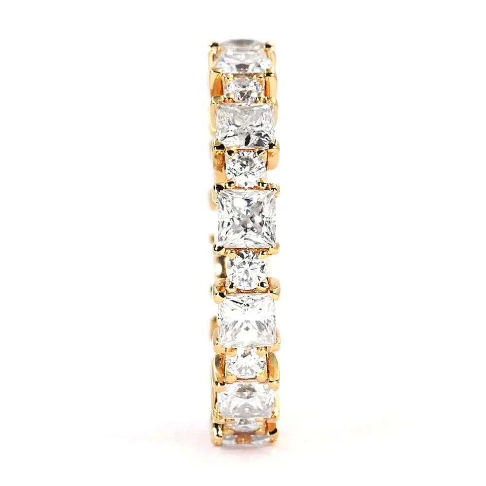 Erin Moissanite Full Eternity and Two Tone Wedding Rings in 18K Gold