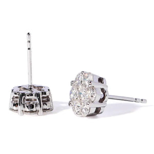 Erte Round Moissanite Cluster Set Stud Earrings in 18K gold - LeCaine Gems