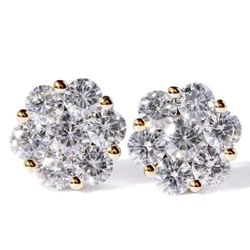 Erte Round Moissanite Cluster Set Stud Earrings in 18K gold - LeCaine Gems