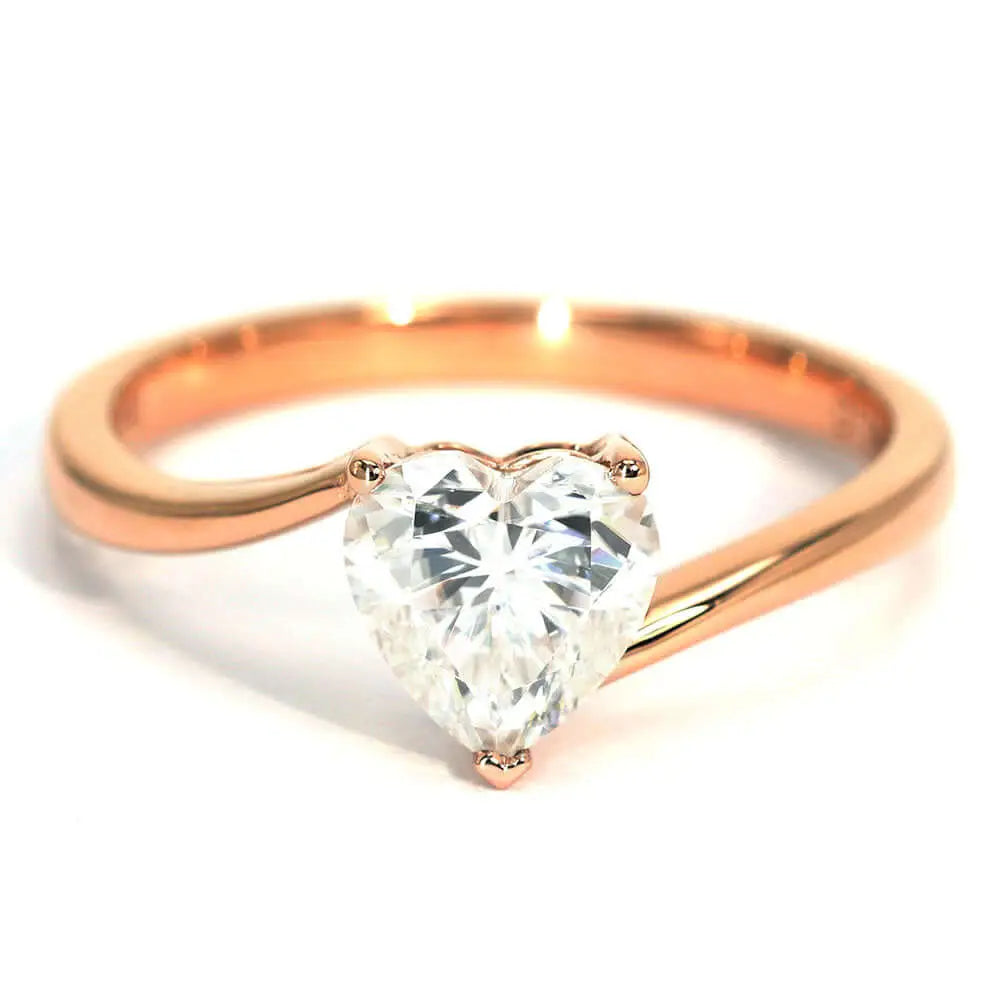 Esther Heart-shaped Moissanite Solitaire Ring in 18K gold - LeCaine Gems