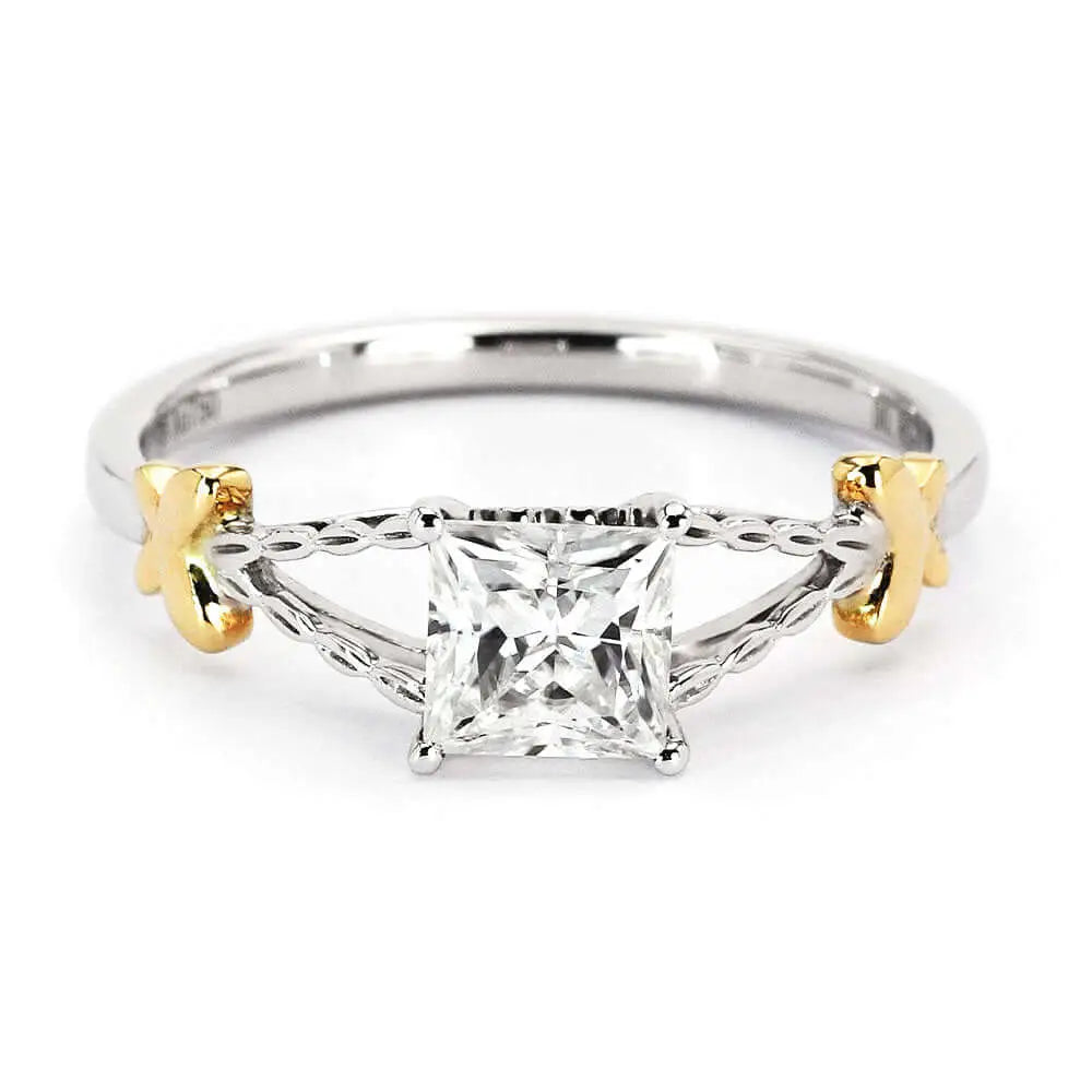 Faye Princess Moissanite Ring in 18K Gold - LeCaine Gems