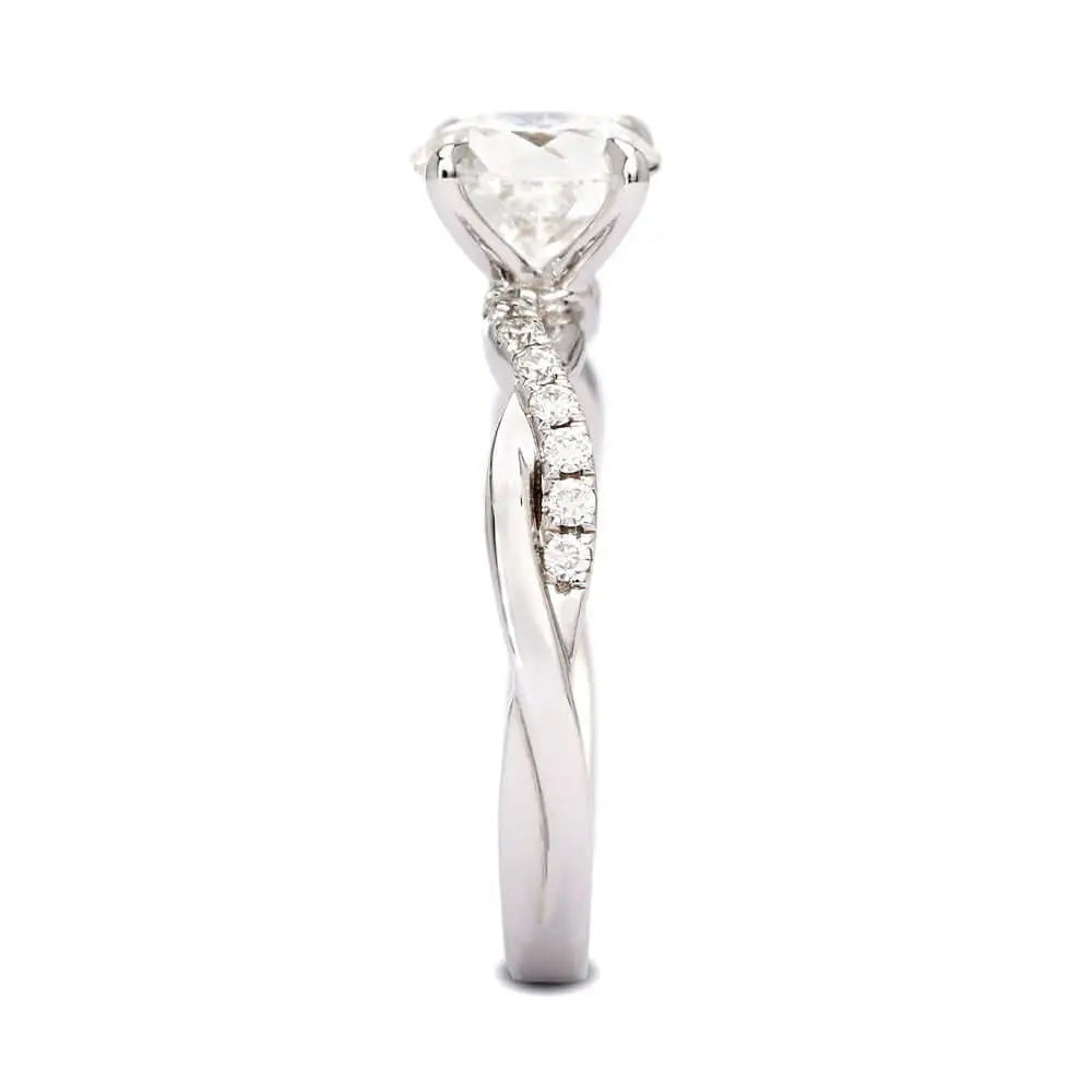 Felicia Round Moissanite Solitaire with Entwined Loop Ring in 18K gold - LeCaine Gems