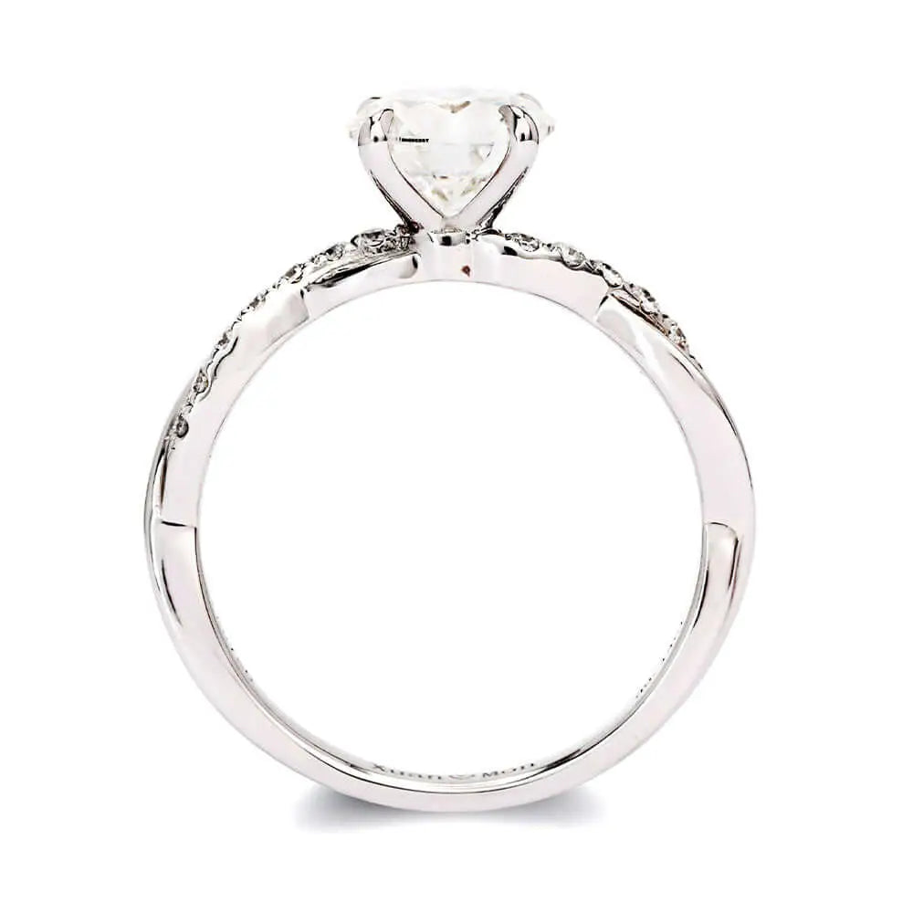 Felicia Round Moissanite Solitaire with Entwined Loop Ring in 18K gold - LeCaine Gems