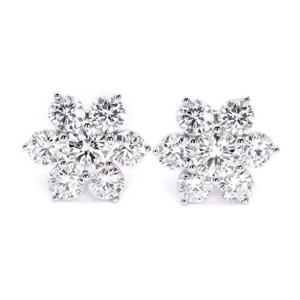 Fleur Round Moissanite Stud Earrings in 18K gold - LeCaine Gems