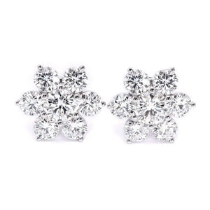 Fleur Round Moissanite Stud Earrings in 18K gold - LeCaine Gems