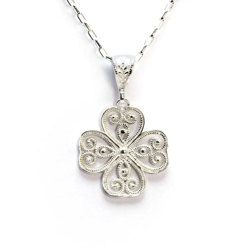 Four Leaf Clover Necklace Sterling Silver (PAX3) - LeCaine Gems