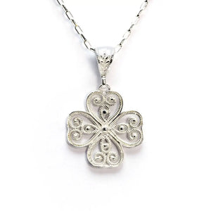 Four Leaf Clover Necklace Sterling Silver (PAX3) - LeCaine Gems