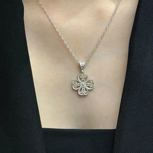 Four Leaf Clover Necklace Sterling Silver (PAX3) - LeCaine Gems