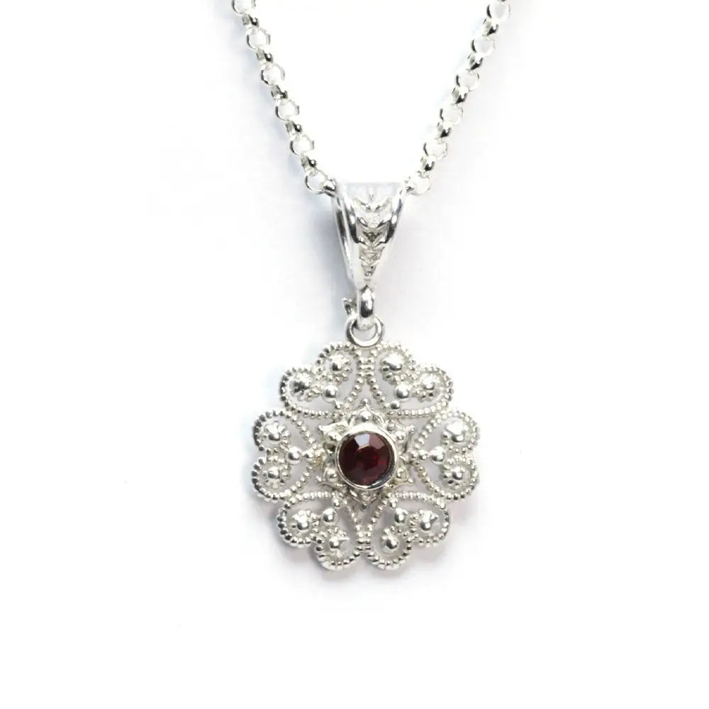 Garnet Art Deco Necklace Sterling Silver (PAX11) - necklace