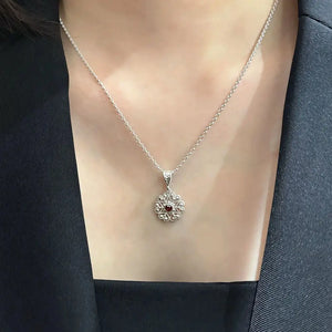 Garnet Art Deco Necklace Sterling Silver (PAX11) - necklace