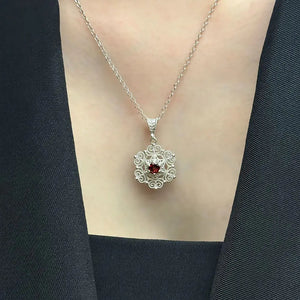 Garnet Goth Necklace with Sterling Silver (PAX19) - necklace