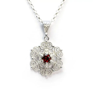 Garnet Goth Necklace with Sterling Silver (PAX19) - necklace