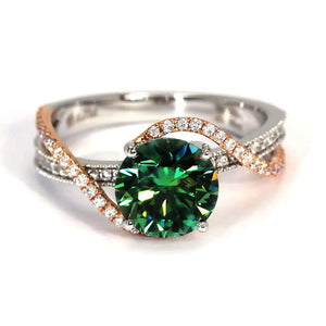 Gennie Forest Green Moissanite Ring in 18K gold - LeCaine Gems