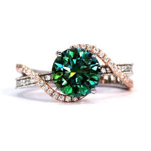 Gennie Forest Green Moissanite Ring in 18K gold - LeCaine Gems