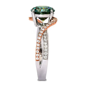 Gennie Forest Green Moissanite Ring in 18K gold - LeCaine Gems